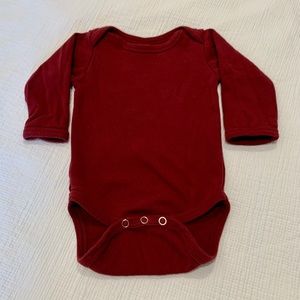 Long Sleeve Dark Red Maroon Holiday Onesie, Baby’s First Christmas | Size 3-6 mo